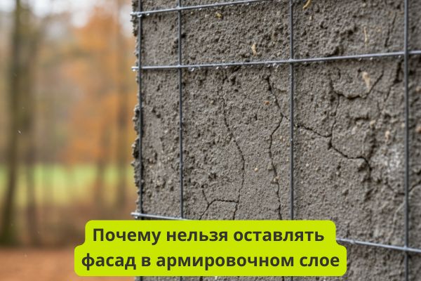 Почему нельзя оставлять фасад в армировочном слое фото